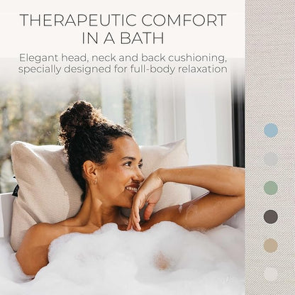 BADESOFA® Luxury Bathtub Pillow L - Large Bath Pillow for Therapeutic Neck and Back Support Quick-Drying - Full Body Bath Tub Cushion - Luxury Spa Cushion in Ivory Pearl