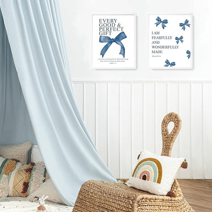 LARTSFRO Coquette Navy Blue Bow Wall Art Decor Posters, Navy Blue Bow Room Bedroom Bathroom Dorm Wall Art Decor Aesthetic for Teen Girls Gifts, Inspirational Bible Verses Bow Wall Decor, 10x8 Inch Set of 4 Pcs Bow Pictures (UNFRAMED)