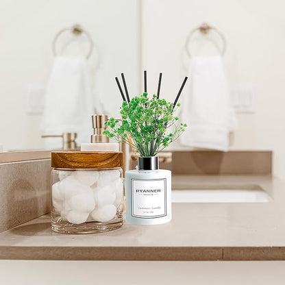 RYANNER Reed Diffuser Set,5.1 fl oz Cashmere Vanilla Scent Diffuser with Sticks Home Fragrance Reed Diffuser with Essential Oil for Bathroom Shelf Decor&Air Freshener,Home Bathroom Office Decor&Gifts