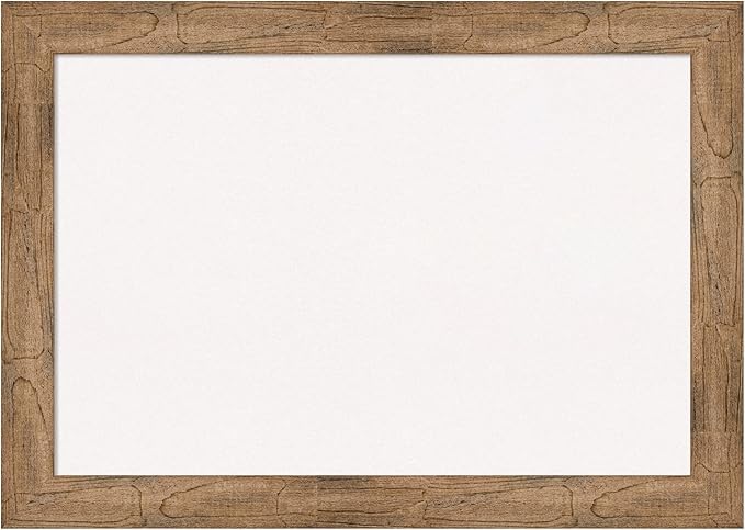 Amanti Art White Cork Board for Wall, 30x42 Vision Board with Brown Wood Frame, Large Corkboard Office Decor for Home Organization, Rustic Farmhouse Corkboard Pinboard to display items for home