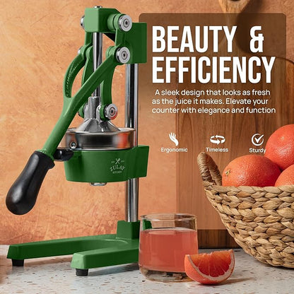 Zulay Kitchen Cast Iron Juicer - Heavy Duty Manual Juicer with Detachable Strainers for Easy Cleaning, Orange Juice Press for Citrus Fruits, Perfect for Bartenders, Juice Lovers & Health Enthusiasts