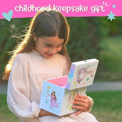 Musical Princess Jewelry Box for Girls - Kids Music Box with Spinning Princess, Princess Birthday Gifts for Little Girls, Jewelry Boxes, 6.8 x 5.3 x 6 in - Ages 3-10