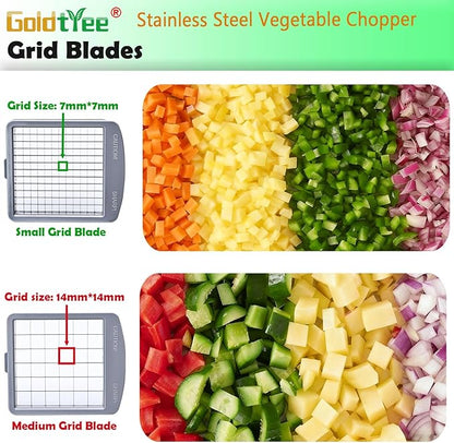 Vegetable Chopper, Veggie Chopper With 8 Blades, Onion Cutter with Container, Pro All-in-1 Food Dicer, Mandoline Slicer, Stainless steel materials Salad Grater