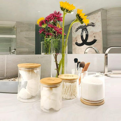 Urban Green Glass Jars with Airtight Lids, Airtight Glass Canisters with Locking Lids, (Bamboo-20oz)