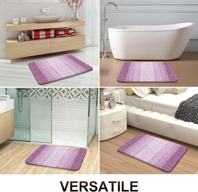 OLANLY Bathroom Runner Rugs Mat 47x24, Extra Soft Absorbent Microfiber Bath Rugs, Rubber Backing, Quick Dry, Long Bath Mats for Bathroom, Tub and Shower, Home Decor Accessories, Pinkish-Purple