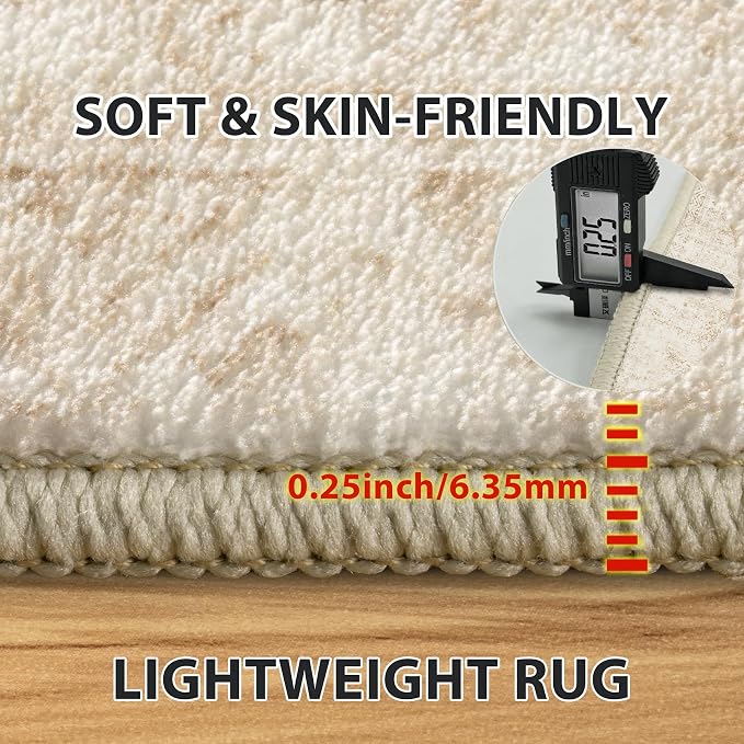 6x9 Area Rugs for Living Room Rug Washable: Abstract Rug for Dining Room Bedroom Carpet Non Slip 6 by 9 Indoor Modern Nursery Home Office Beige