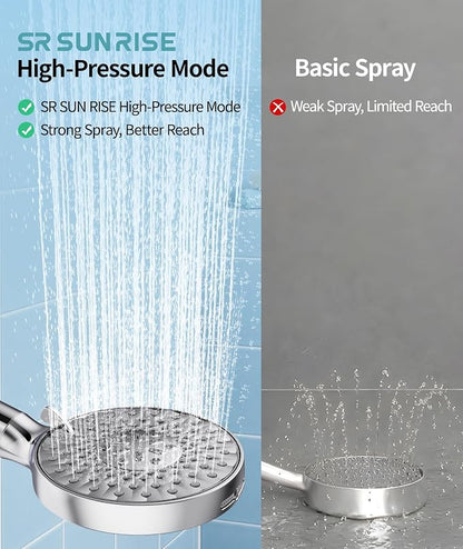 SR SUN RISE Filtered Shower Head with Handheld High Pressure 9 Spray Mode Showerhead Detachable Shower Head Water Softener Filters Beads for Hard Water Remove Chlorine 4 Filters Chrome