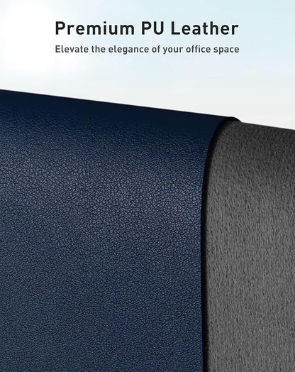 Aothia Faux Leather Desk Mat - Large Mouse Pad, Non-Slip PU Leather Blotter, Waterproof Writing Surface for Office and Home (Dark Blue, 40" x 24")