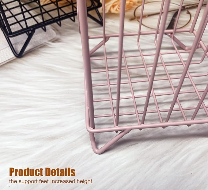 Coffee Pod Holders for Counter, Nespresso Pods Holder, K-Cup Holder, Metal Coffee Pod Basket, Espresso Pods Organizer, Countertop Organizer for Keurig Kcups & Espresso Capsules (Pink)