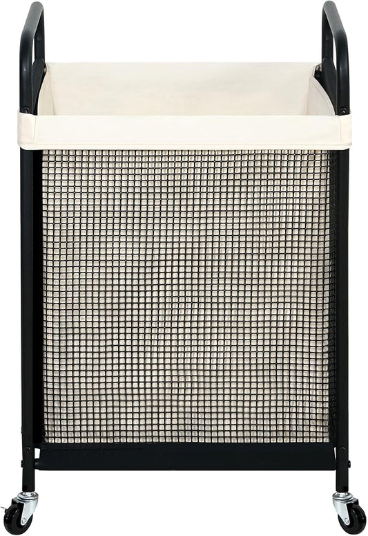 STO STO Laundry Hamper, 90L Rolling Laundry Sorter Cart with Removable and Washable Liner Bag, Clothes Hamper with Wheels and Metal Handle for Laundry Room and Bedroom