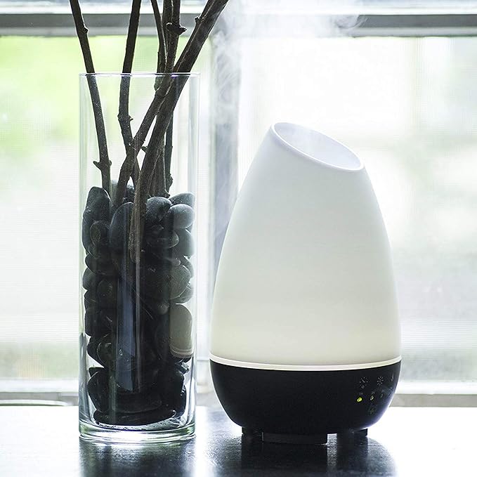 HealthSmart 500ML Essential Oil Diffuser for Large Rooms, Cool Mist Humidifier and Aromatherapy Diffuser, Adjustable Timer, Mist Mode and 7 LED Light Colors, White (Pack of 1)