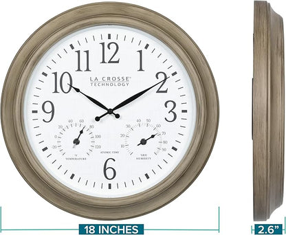 La Crosse Technology 404-18027-INT 18-inch Indoor/Outdoor Tan Atomic Analog Wall Clock