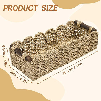 Toilet Paper Storage Basket Bathroom Counter Organizer Wicker Baskets for Organizing Cute Basket for Bedroom Nursery Room Kitchen Bathroom Decor -Seagrass Beige