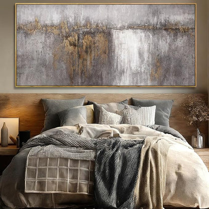 Artexist Abstract Wood Wall Decor Vintage Wall Art Grey and Gold Decorative Painting 40"x86" Large Pictures for Dining Room Office Artwork