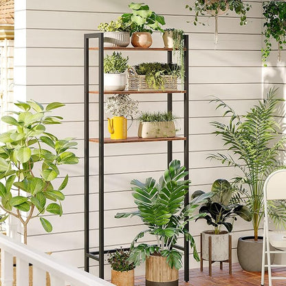 HOOBRO Over The Toilet Storage, 3-Tier Bathroom Organizer Shelf Over Toilet, Freestanding Bathroom Storage Shelves, Space Saver, Easy to Assemble for Room, Rustic Brown and Black BF41TS01