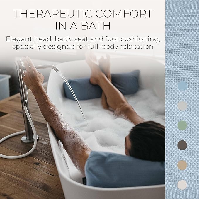 BADESOFA® Luxury Bath Pillows for Tub Full Body Set - 3-Piece Bath Pillow Set with Premium Materials & CleanDry+ - Bathtub Pillows for Head and Neck Support - Tub Pillow for Bathtub in Blue
