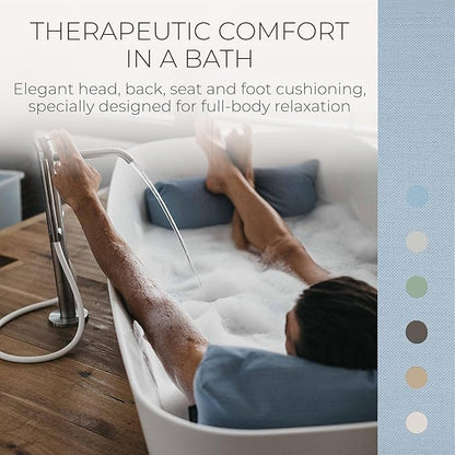 BADESOFA® Luxury Bath Pillows for Tub Full Body Set - 3-Piece Bath Pillow Set with Premium Materials & CleanDry+ - Bathtub Pillows for Head and Neck Support - Tub Pillow for Bathtub in Blue