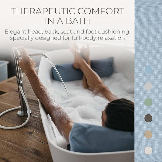 BADESOFA® Luxury Bath Pillows for Tub Full Body Set - 3-Piece Bath Pillow Set with Premium Materials & CleanDry+ - Bathtub Pillows for Head and Neck Support - Tub Pillow for Bathtub in Blue