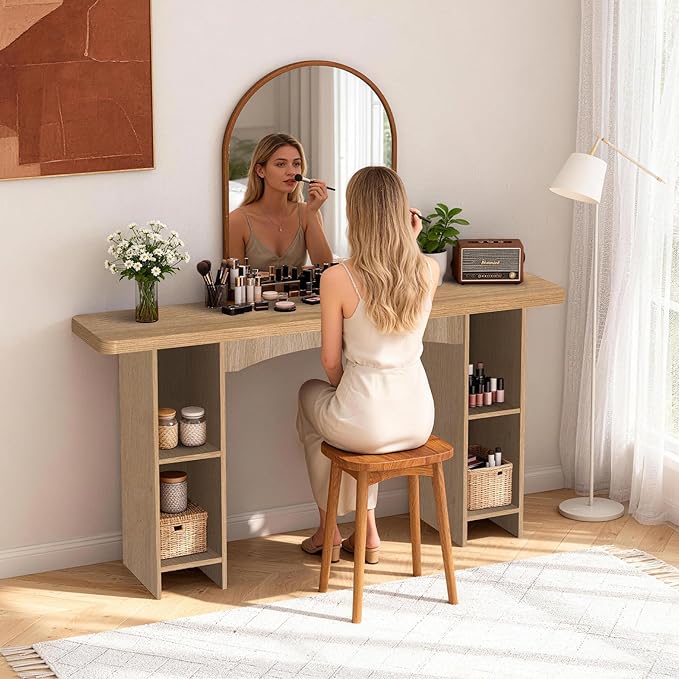 55 Inch Entryway Table Single-Shelf Cabinet, 1.6 Inch Thick Desktop Wooden Console Table with Socket Farmhouse Sofa Table for Entrance, Hallway, Living Room,Behind Couch(Oak Brown)