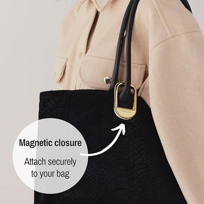 FLIP Bag Hook - Newly Redesigned. Portable Purse Hanger for Table with Magnetic Closure - Now Holds up to 50 lbs. Valentine's Gifts for Women (Gold)