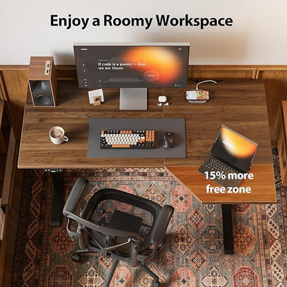 Agilestic Electric Standing Desk, L-Shaped 55 Inches Height Adjustable Desk, Sit and Stand up Desk for Work Office Home, Ergonomic Rising Computer Table for Home Office with Splice Board, Dark Walnut