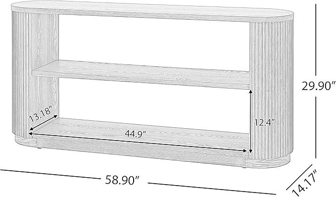 Merax Modern Entryway Console Table with Triple-Tier Storage, Slim Sofa Table with Open Shelf & Elegant Wood Grain, Multi-Functional Hallway Table for Living Room, Brown