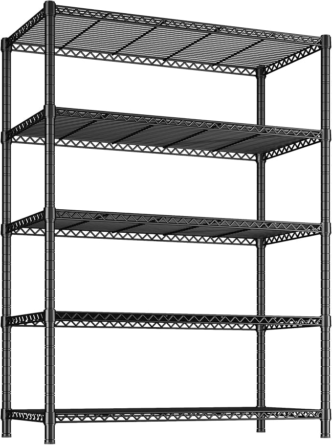 REIBII 5 Shelf Metal Shelving 72''H Storage Shelves Steel Wire Shelving for Storage Adjustable Garage Shelving Heavy Duty Shelves Storage Rack Pantry Shelves Kitchen Office Shelf,72''H X36''W X14''D