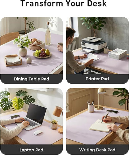 Aothia Faux Leather Desk Mat - Large Mouse Pad, Non-Slip PU Leather Blotter, Waterproof Writing Surface for Office and Home (Soft Lavender, 40" x 24")