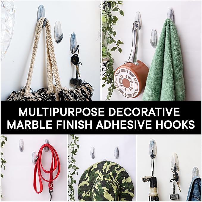 Indian Shelf Decorative Resin Adhesive Wall Hooks for Coats – 6 Hooks 12 Strips, Waterproof, Rustproof Towel Holder, No-Drill Hangers for Bathroom & Kitchen – Cute Key Holder for Walls