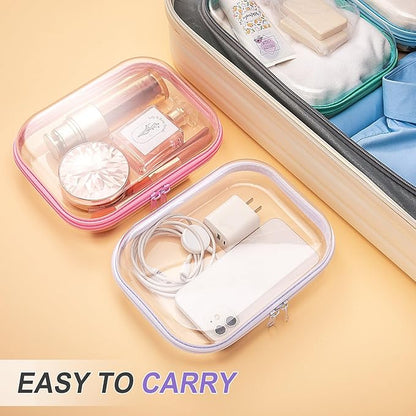Sanwuta 6 Pcs Clear Hard Zipper Case Plastic Zipper Pouches Transparent Makeup Bag Pencil Case Pouches Toiletry Diaper Bag for Travel Toy Storage Organizer Bins(Assorted Color,7.87 x 5.9 x 2 Inch)