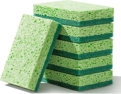 JOYMOOP Clean Sponges,Dual-Sided Non-Scratch Soft Scrub Dish Sponge, Safe for Non-Stick Cookware, Kitchen and Household Cleaning, Pack of 6 Scrubbing Sponges