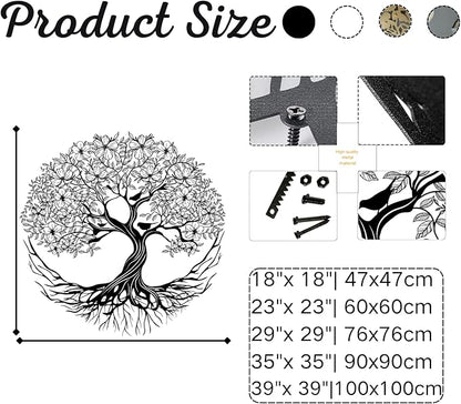 Yemwot Metal Tree of Life Wall Decor, Circle of Life Metal Tree Wall Art, Branch Art, Spiritual Decor, Modern Sculpture Decoration, Living Room Bedroom Decoration (White-Tree 5, 39"x 39"| 100x100cm)
