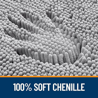 OLANLY Toilet Rugs U-Shaped 24x24, Extra Soft Absorbent Chenille Contour Bathroom Rugs for Toilet, Dry Quickly, Machine Washable, Non-Slip Bath Mat, Grey
