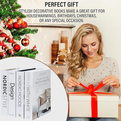 Mono Large | 4 PCS Faux Decorative Books for Home Decor | Not Real Books (Cardboard Boxes) | Coffee Table, Shelf Styling & Modern Aesthetic Accent Pieces for Living Room, Office