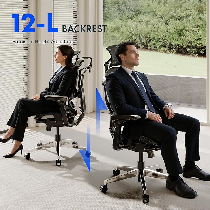 FLEXISPOT ErgoX-PRO Ergonomic Office Chair with Footrest Black – AeroWeave 5.0 Mesh Seat, 5D Lumbar, 7D Armrests, 4D Headrest, 551LBS Capacity – Office, Gaming, Home
