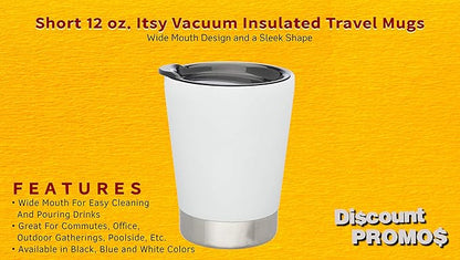 DISCOUNT PROMOS 12 oz. Itsy Vacuum Insulated Travel Mugs - 6 Pack - White