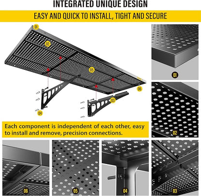 4-Pack 1.64x4ft Adjustable Garage Wall Shelving 1120lbs Load Capacity Heavy Duty Wall Mounted Storage Shelf Metal Floating Shelves for Garage(Black)