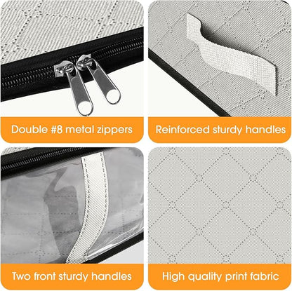 StorageRight Under Bed Storage Bags 4 Pack, 40L Large Clothes & Comforter Storage Containers with Clear Window, Breathable Fabric Organizer for Blankets, Bedding, Seasonal Clothing, White