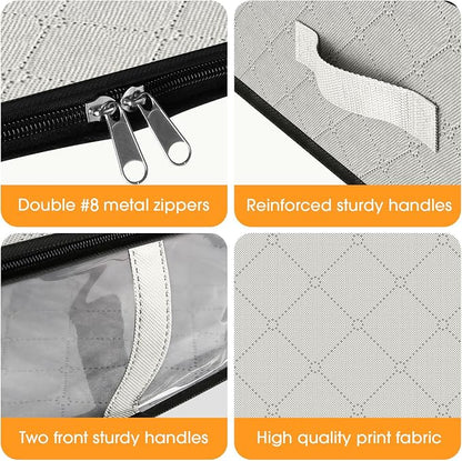 StorageRight Under Bed Storage Bags 10 Pack, 40L Large Clothes & Comforter Storage Containers with Clear Window, Breathable Fabric Organizer for Blankets, Bedding, Seasonal Clothing, White