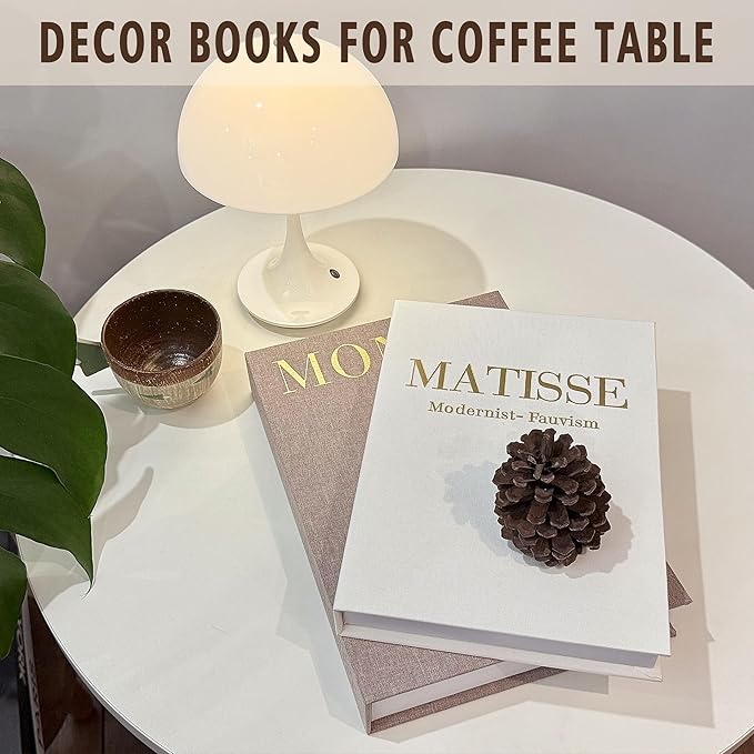 Decorative Books,Coffee Table Decor with Linen Coffee Table White Books Stack Bookshelf Home Decor, Fake Book Double as Libros Decorativos and Photo Storage
