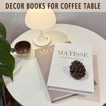 Decorative Books,Coffee Table Decor with Linen Coffee Table White Books Stack Bookshelf Home Decor, Fake Book Double as Libros Decorativos and Photo Storage