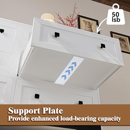 Dresser for Bedroom with Power Outlets Wide Chest of Drawers with 8 Drawers Modern Wooden Dressers with Metal Handle Large Closet Store Organizer for Bedroom Living Room Hallway Closet White