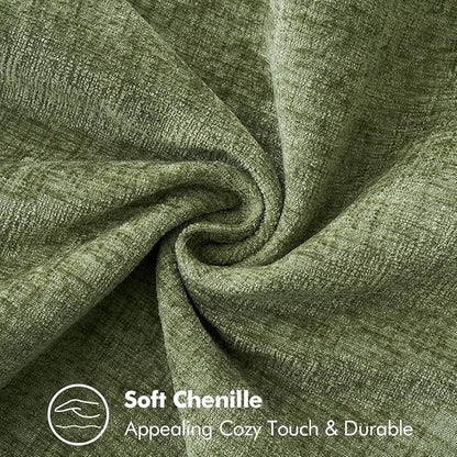 MIULEE Pack of 2 Lumbar Throw Pillow Covers 12x20 Inch Sage Green Farmhouse Decorative Pillow Covers with Stitched Edge Soft Chenille Solid Dyed Summer Pillow Covers for Couch Sofa Bed Living Room