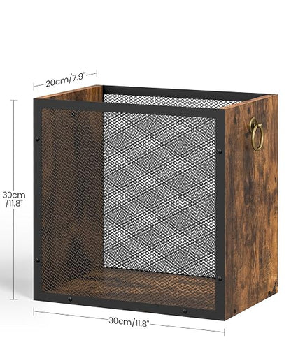 CHOEZON Waste Basket, 4.5 Gallon Rectangular Garbage Container, Trash Can, Trash Bin, for Bedroom, Office, Bathroom, Kitchen, Waste Rustic Brown and Black TCW33BF