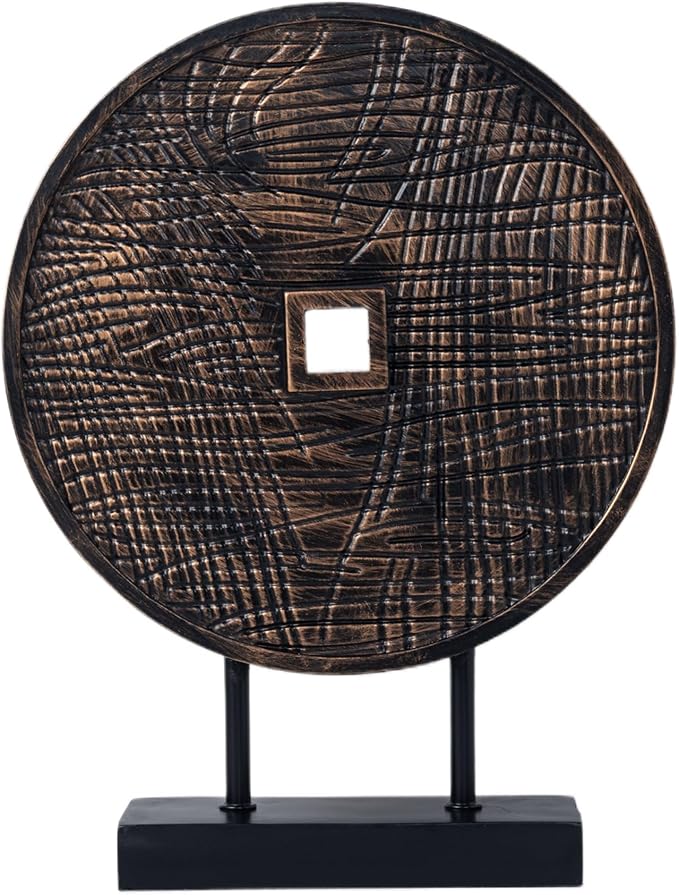 Round Sculpture Decorative Objects Shelf Decor Aesthetic Home Decor Items Accents for Living Room Console Table Decorations (Black C)