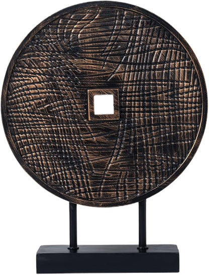 Round Sculpture Decorative Objects Shelf Decor Aesthetic Home Decor Items Accents for Living Room Console Table Decorations (Black C)