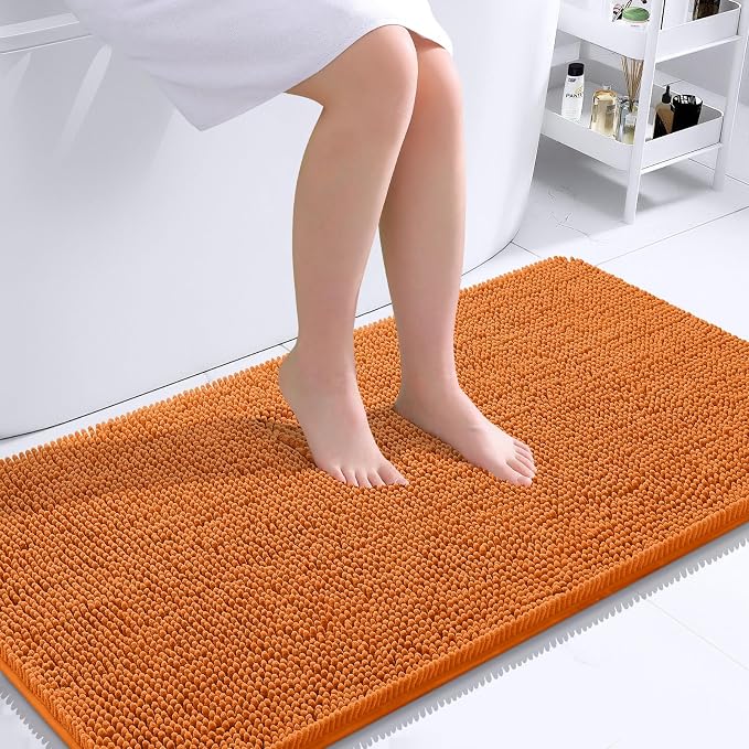 OLANLY Bathroom Runner Rugs 44x24, Extra Soft Absorbent Chenille Bath Rugs, Rubber Backing Quick Dry, Machine Washable Long Bath Mats for Bathroom Floor, Tub and Shower, Home Decor Accessories, Clay