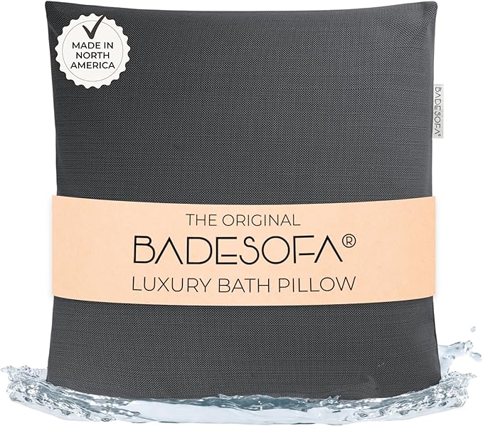 BADESOFA® Luxury Bath Pillow M - Lusciously Soft & Comfortable Tub Pillow for Bathtub - Washable & Quick-Drying Bath Back Pillow - Non-Slip Full Body Tub Pillow - Luxury Spa Cushion in Charcoal