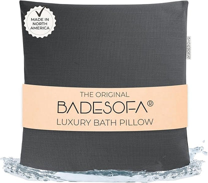 BADESOFA® Luxury Bath Pillow M - Lusciously Soft & Comfortable Tub Pillow for Bathtub - Washable & Quick-Drying Bath Back Pillow - Non-Slip Full Body Tub Pillow - Luxury Spa Cushion in Charcoal