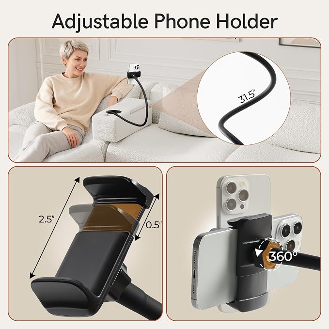 Couch Caddy with Cup Holder Multifunctional Couch Armrest Charging Console Phone Holder Sofa Arm Rest 20.3'' Removable White Chenille Sofa Organizer Remote Snack Storage for Livingroom Couches